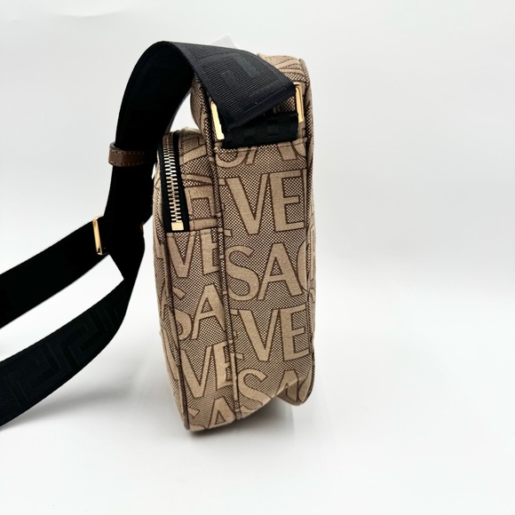 Versace Canvas Allover Logo Medusa Crossbody Bag - Picture 2 of 12